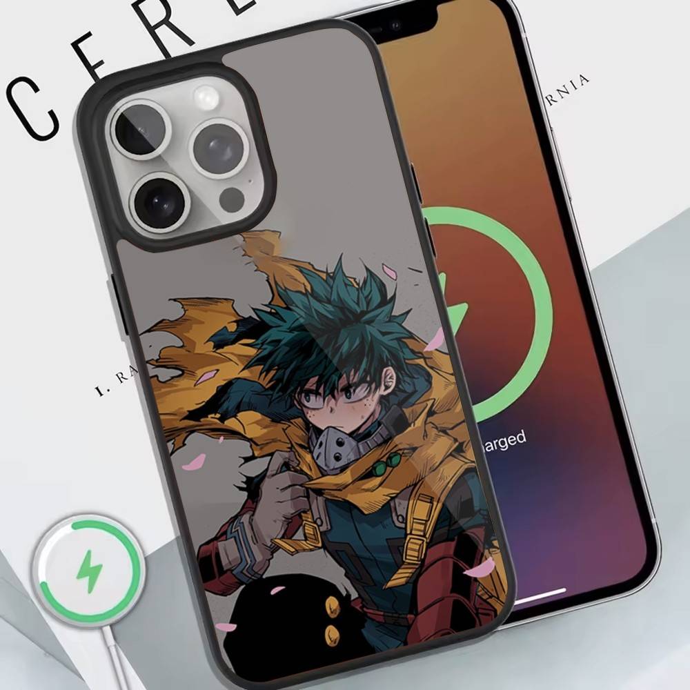 Custodia per Telefono My H-Hero Academia D-Deku Per Ricarica Wireless Magnetica Cover Per iphone 16 15 14 13 12 11 Pro Max Plus Coque