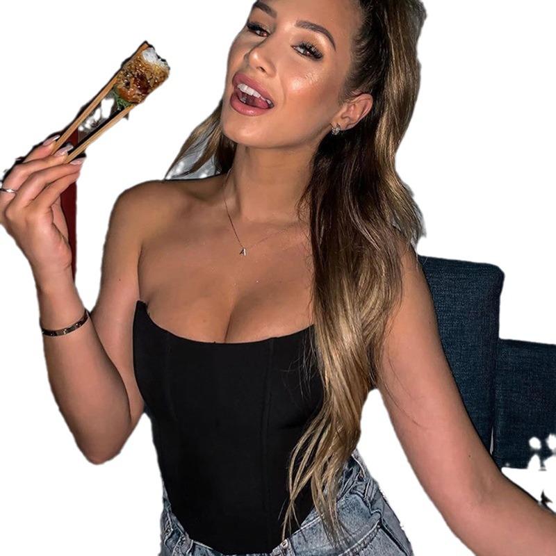 Shiny Satin One-Shoulder Navel-Baring Backless Top - Playful European & American Style for Women