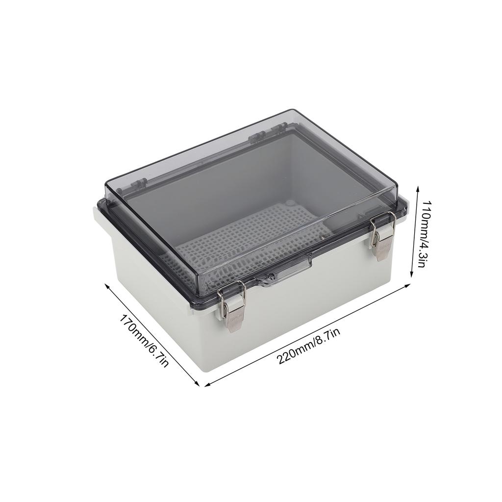 Junction Box ABS Plastic Waterproof Dustproof Hinged Shell Outdoor Universal Project Enclosure with Clear Cover Grey