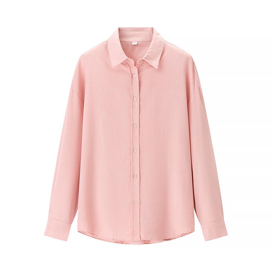 2025 Spring Women's European and American Style Multi-Color Button-Embellished Shirt with Turn-Down Collar