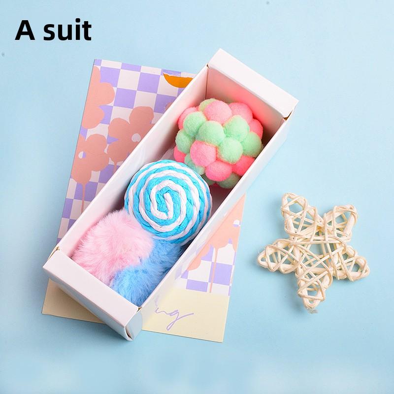 Zabawka dla kota - Elastyczna piłka - Ręcznie robiona pluszowa piłka z dzwoneczkiem - Zestaw prezentowy - Samodzielna piłka dla kota, która jest wytrzymała i odporna na drapanie i gryzienie