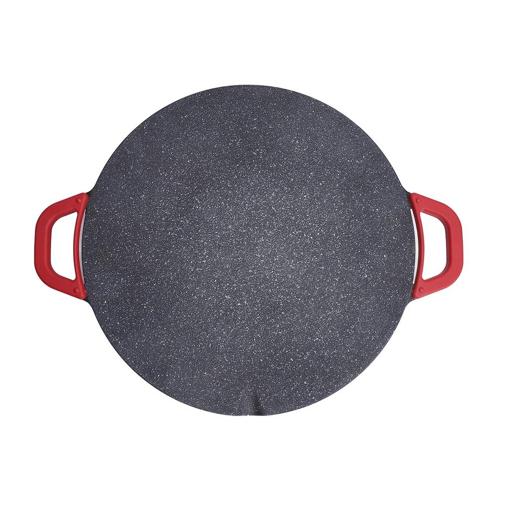 Koreanische Grillpfanne Elektrisch Rund Comal BBQ Grillplatte mit Antihaftbeschichtung Schwarz