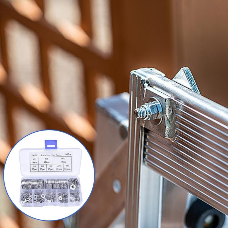 180Pieces Practical Penny Washers Sturdy Stainless Steel Portable Accessory for Various Applications Repair Tool