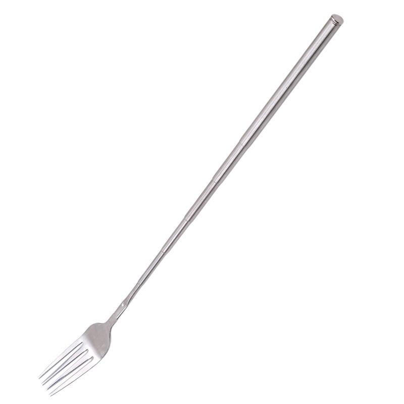 Silver Stainless Telescopic Extendable Fork Dinner Fruit Dessert Long Cutlery Forks BBQ Meat Fork Kitchen Dinnerware Tableware