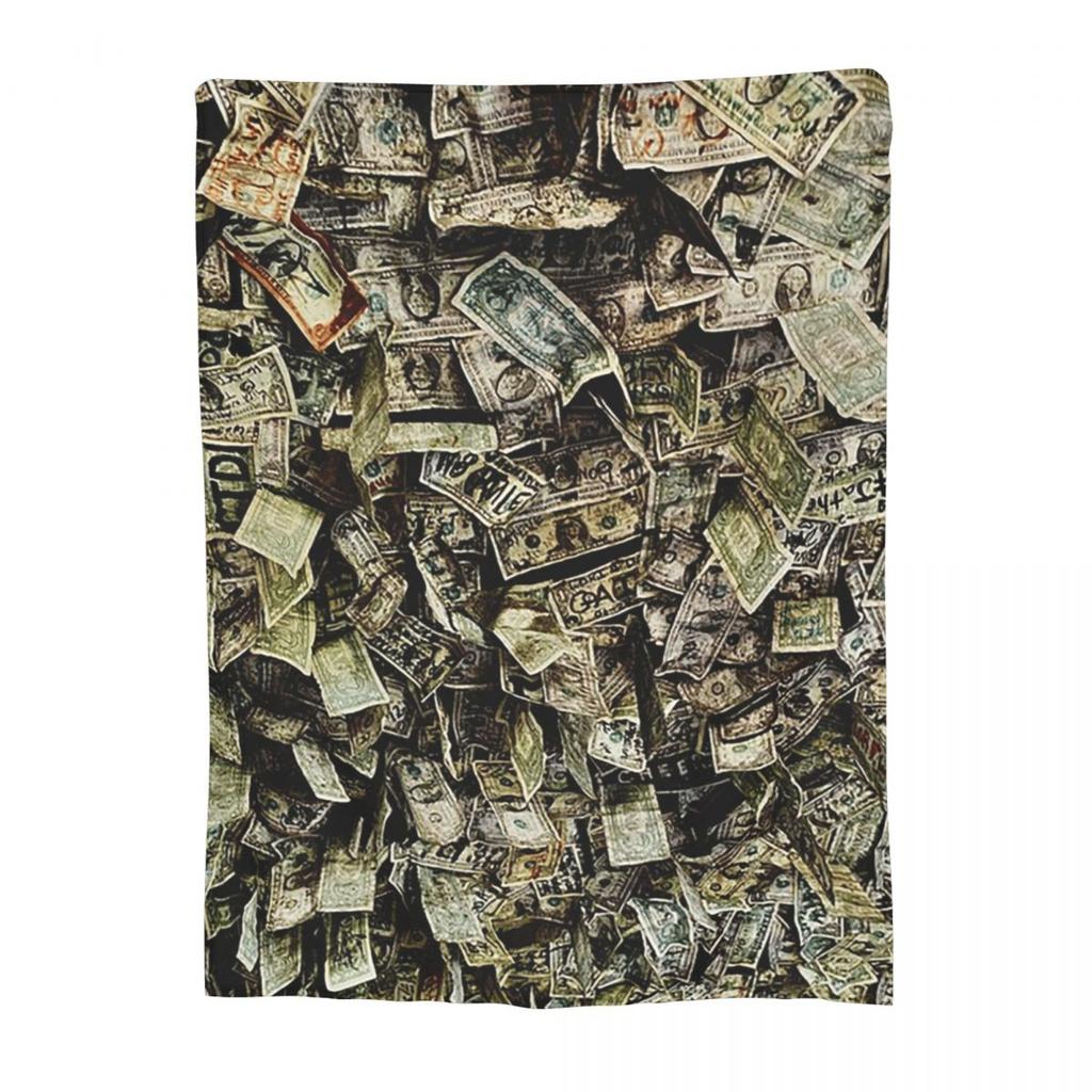 Giant Money Background 100 Dollar Bills Manga Blankets Warm Flannel Throw Blanket Bedding for Bed Living Room Picnic Home Couch