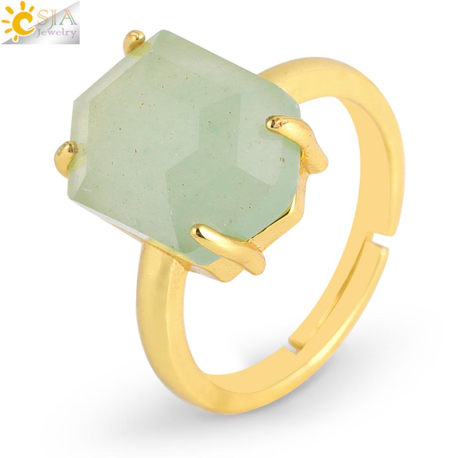 Natural Stone Ring for Men Faceted Crystal Healing Tiger Eye Amethysts Luxury Gold Color Ring Jewelry Accessorise H544