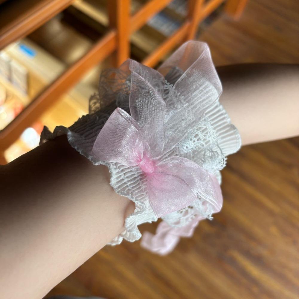 Bow Knot Lolita Arm Sleeve Elastic Ruffled Fake Sleeves Cuffs Ribbon Arm Cuffs Anime Convention