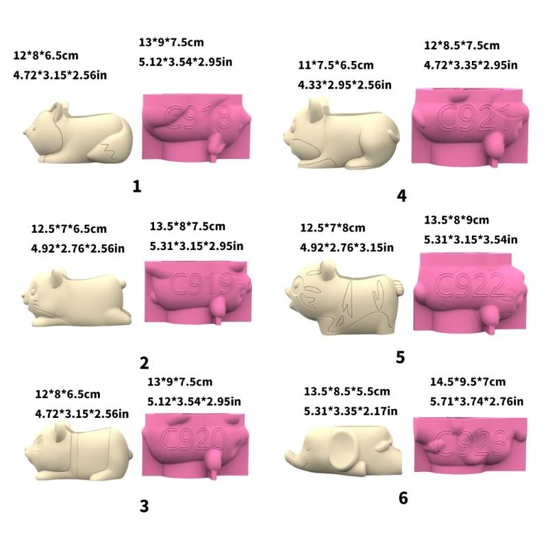 Gardening Pots Mold Succulent Plant Pots Mould Animal Shape Silicone Concrete Casting Mold for Epoxy Resin and Pen Holder