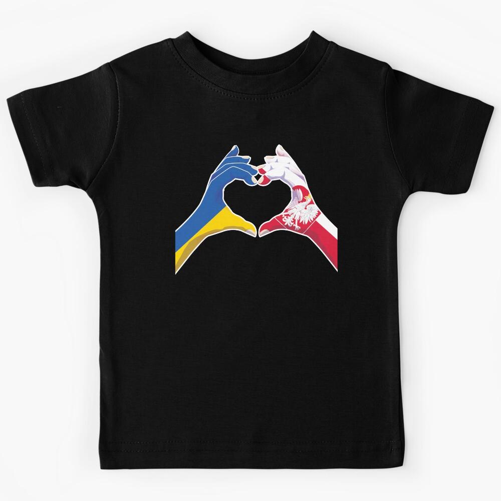 Poland Polish Ukraine Ukrainian Love Heart Peace Kids T-Shirt 170