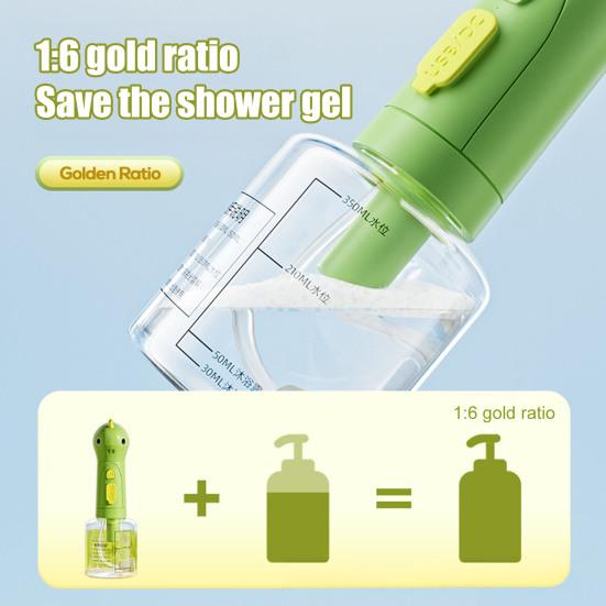 Electric Shampoo Dispenser for Dog And Cat Bath Dinosaur Shape 2-in-1 Dog Soap Holder Rechargeable Dog Soap Foaming Machine for Cleaning