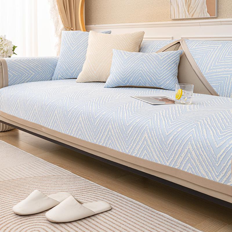Nordic Simple Ice Silk Sofa Cushion Leather Four-Season Universal Non-Slip Sofa Cover High-Grade Seat Cushion Backrest Towel Cover Cloth