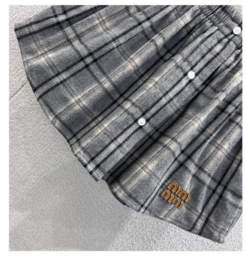 Miu Style Plaid Mini Skirt: Elastic Waist, Single-Breasted, Autumn/Winter Collection