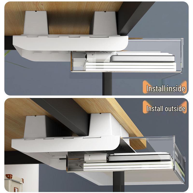 Niewidoczny organizer pod biurko: Bez wiercenia szuflada na artykuły biurowe