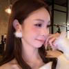 Silver Star Geometric Pearl Pompon Earrings - Elegant Christmas Studs for Women