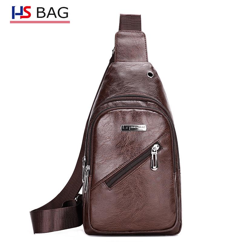 Men's New Style PU Leather Chest Bag – Soft Material, Single Shoulder Business Pack for Outdoor Travel & Hiking