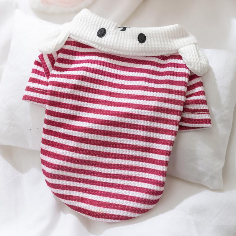 Striped POLO Shirt Puppy Clothes Spring and Autumn Thin Style Teddy Bichon Bear Schnauzer Pet Summer Cat Summer