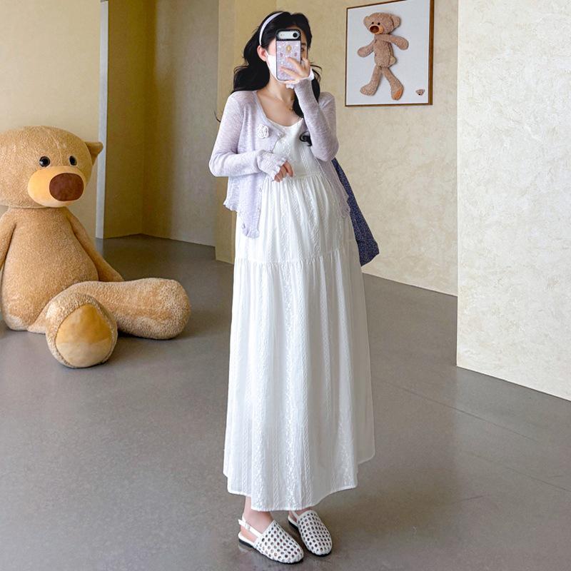 Summer 2026 Embroidered Maternity Camisole Dress & Cardigan Set M