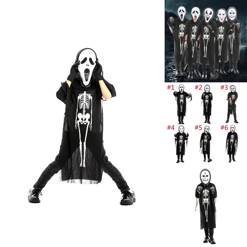 Premium Quality Cosplay Disfraces Adult Kids Halloween Costume With Skull Skeleton Design