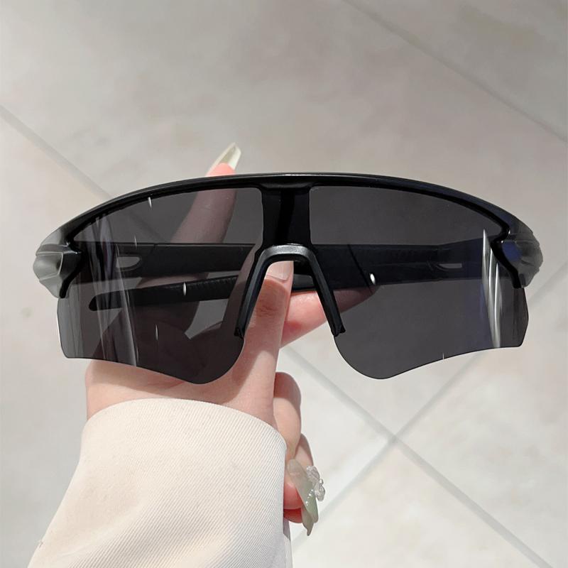 Semi Rimless Sports Goggle Men Oversized Mirror Professional Cycling Sunglasses Wrapped Round Anti-UV Protective Shades