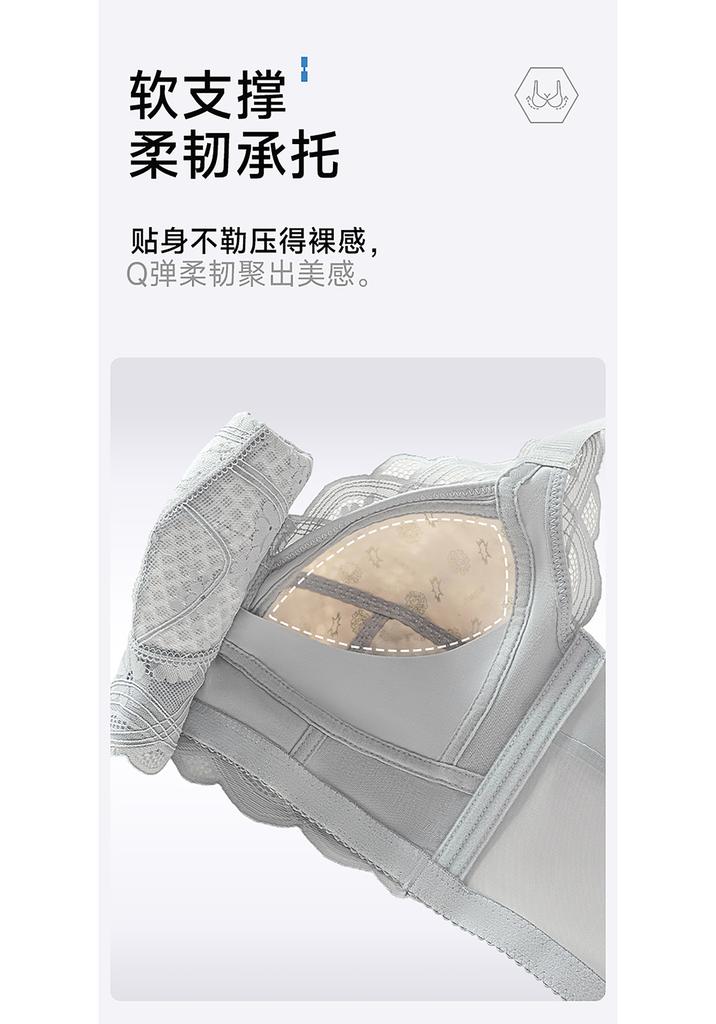Thin without steel ring honeycomb cup bra, big chest, small display, gathering, breathable, soft support, top support, anti sagging bra