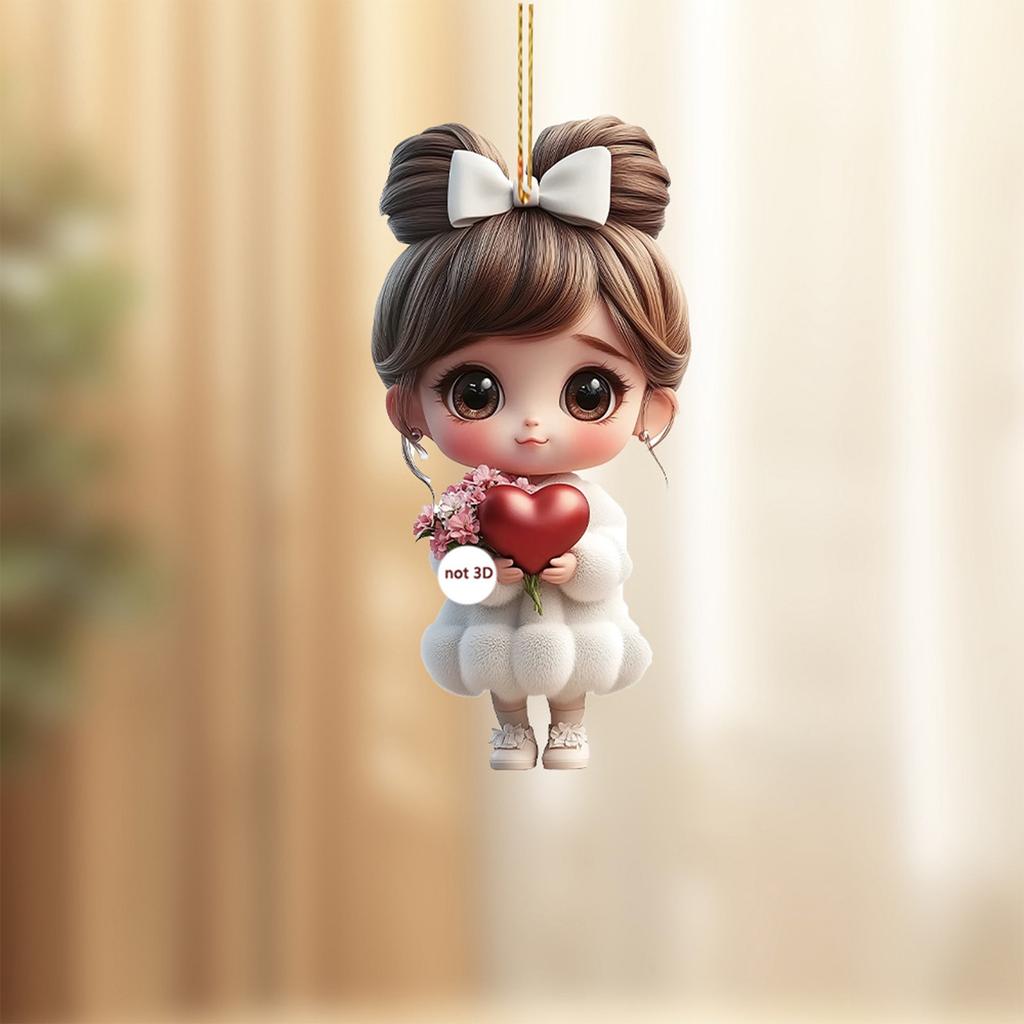 Valentine's Day Sweet Couple Wedding Acrylic Keychain Car Rearview Mirror Accessories Backpack Small Pendant.