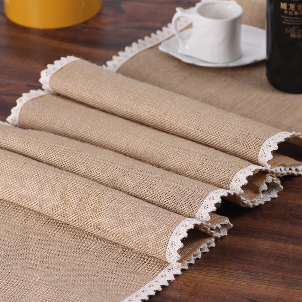 Linen Table Runner Lace Table Cloth Party Supplies Christmas Wedding Decorations