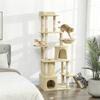170 Cm Large Cat Tree Cat Tower With 7 Scratching Posts Tunnel 2 Condos Hammock Perch Ramp Pompoms Beige