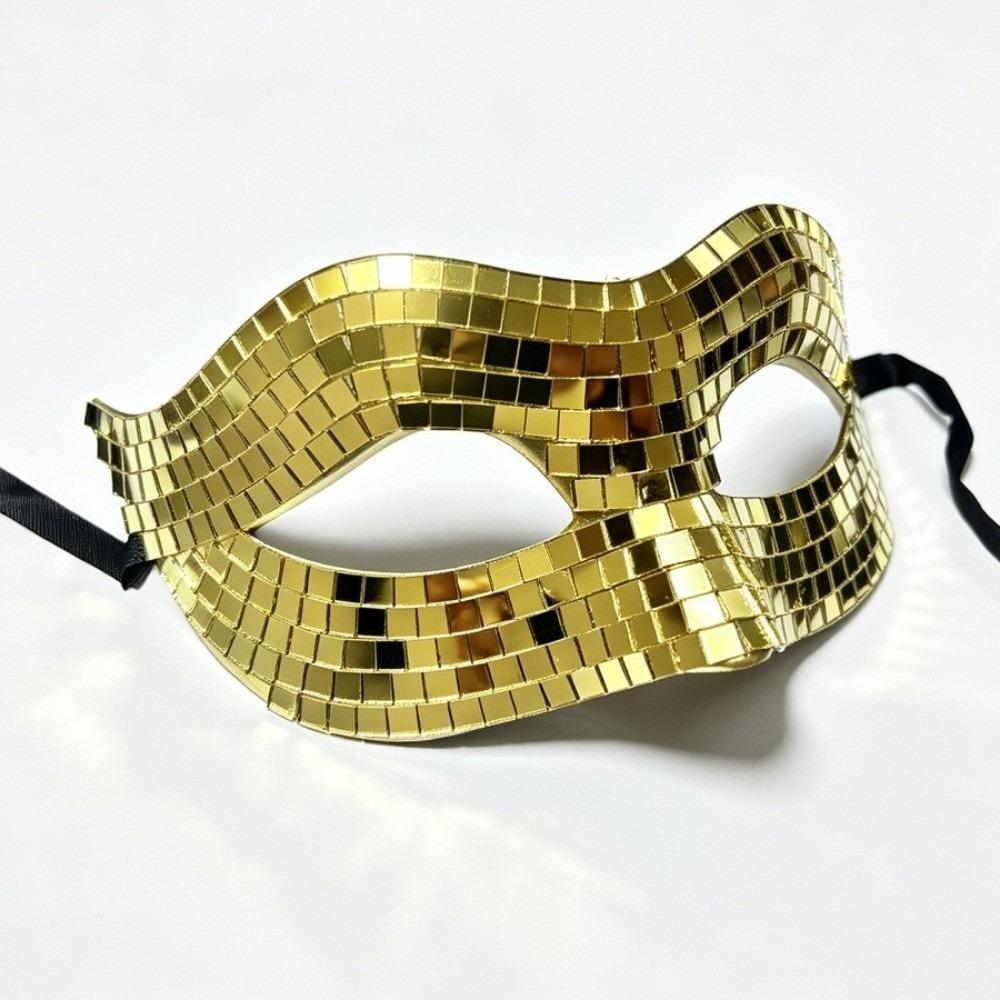 Mirror Masquerade Mask Glitter Texture Costume Mask Dancing Prop Half Face Mask Halloween Costume
