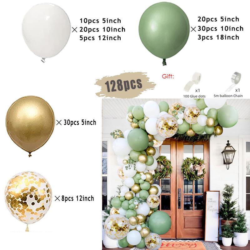 Sage Green Brown Wildlife Themed Balloon Garland Arch Kit Deer Print for Jungle Safari Kid Birthday Baby Shower Party Decoration