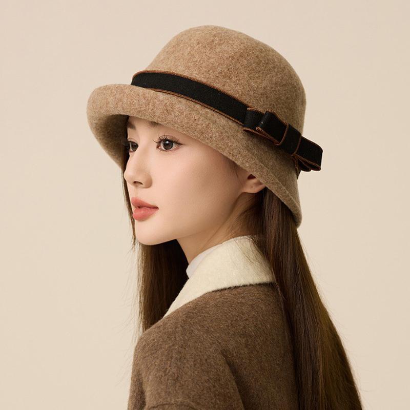 Herbst Winter Wolle Fischerhut Damen Woll Becken Hut