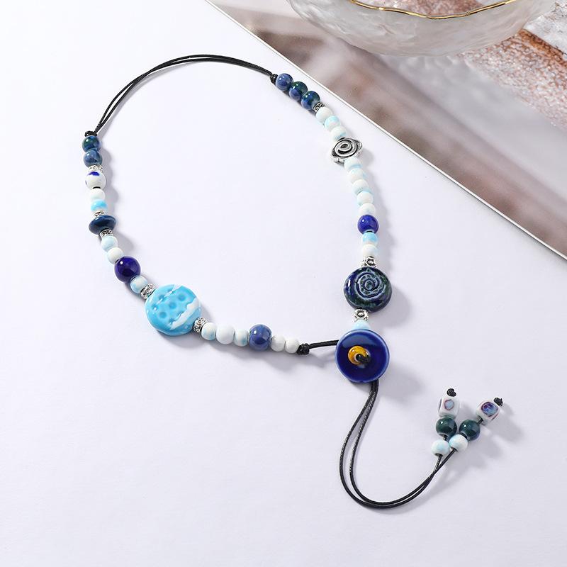 

Новая керамическая цепочка на ключицу в китайском стиле, женская простая нишевая, с ощущением высокого класса, летнее ретро, литературная и универсальная, аксессуары для ожерелья