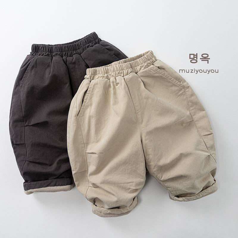 Kids Thick Fleece Warm Loose Casual Wide Leg Pants For Boys And Girls