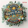 Welcome To My Happy Place - 8x8 Inch Round Aluminum Sign
