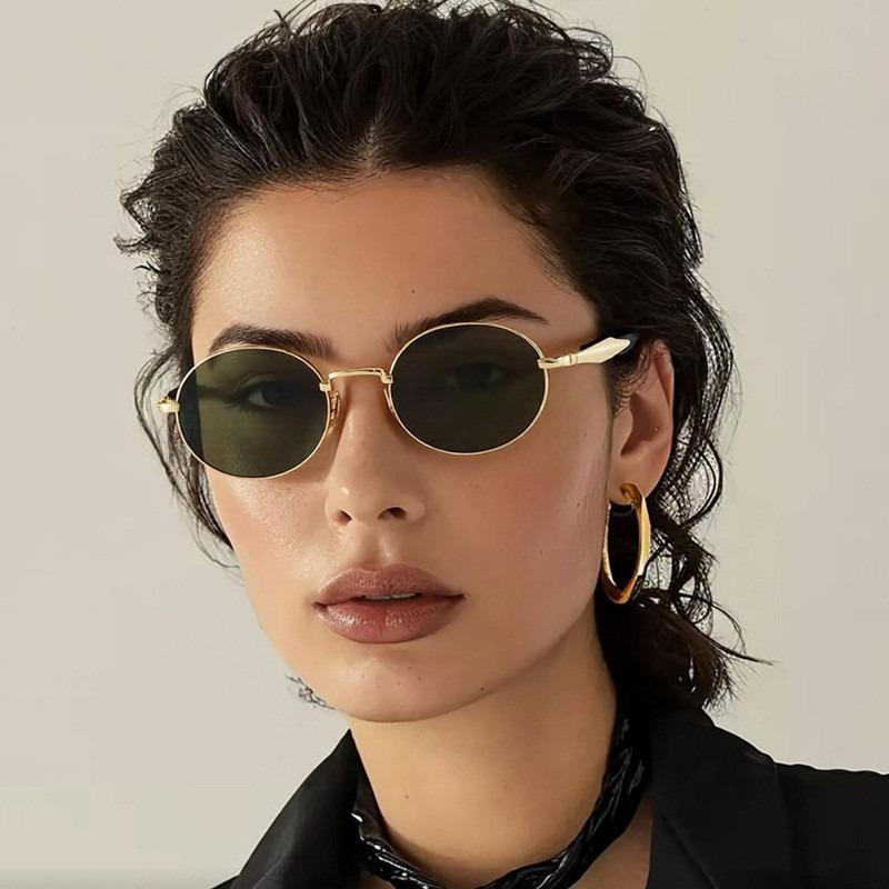 Steampunk Vintage Sunglasses Women UV400 Protection Metal Oval Frame Retro Shades Fashion Accessories