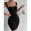 Solid Color Suspender Dress with Hip Wrap Pure Color Sling Sheath Dress