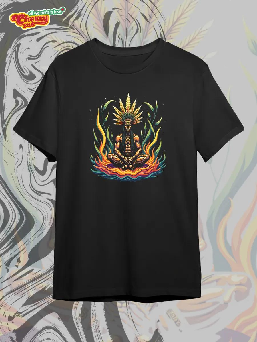 Black T-shirt with Shakti print 2XL