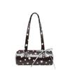 Fashion Star Print Barrel Sweet Youth Shoulder Bags Hot Sale with Bow Retro Mini Hobo Purse Cute Glossy Cylinder Women's Handbag