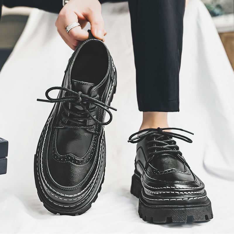 Brock leather shoes summer dress business casual British black sports soft surface high tide shoes