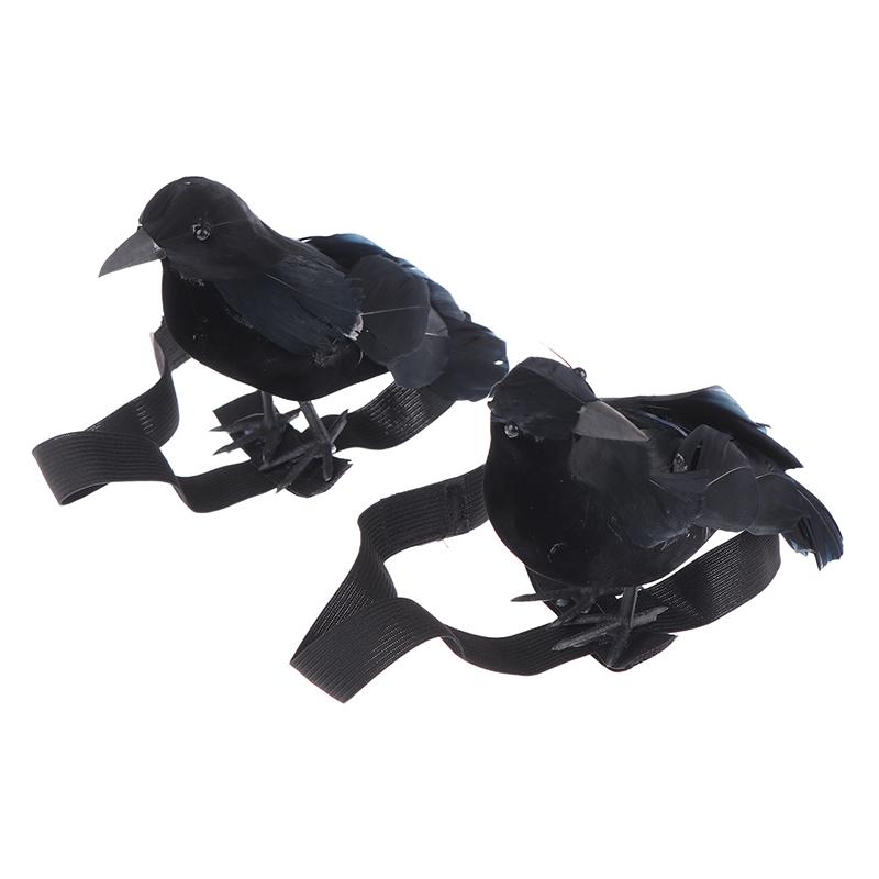 Halloween Simulation Black Crow With Shoulder Elastic Band Crow Ornaments Cosplay Costume Props Holiday Party Decoration