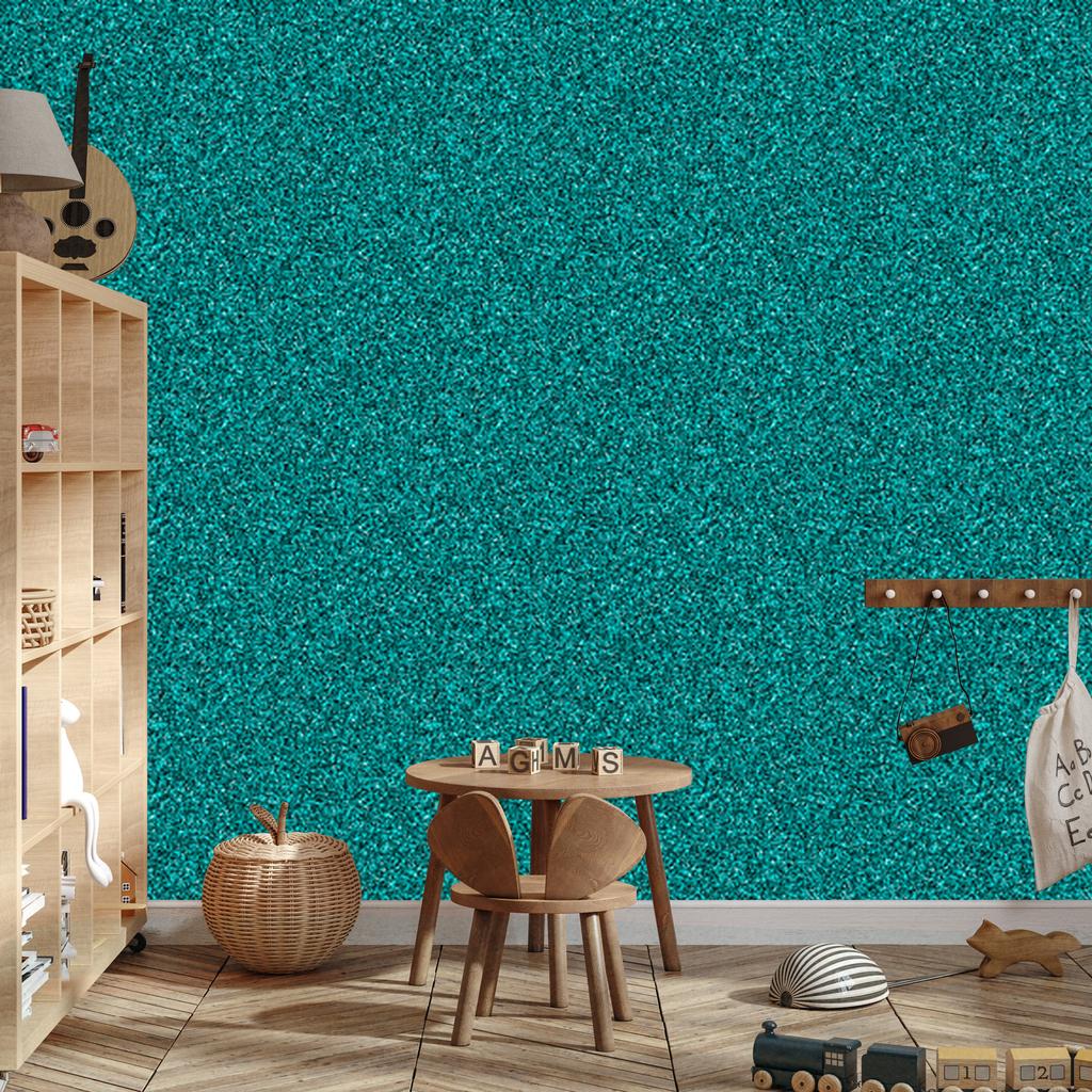 Glitter wallpaper, turquoise background, turquoise center for living room and bedroom 50x1000