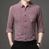 Spring New Long-sleeved Cotton and Linen Shirts for Men, Business Casual Tops, Real Pockets, Middle-aged Bottoming Shirts for Men