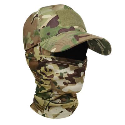 Cappellino da baseball mimetico transfrontaliero con maschera per uso all'aperto, caccia, pesca, protezione solare e tattico