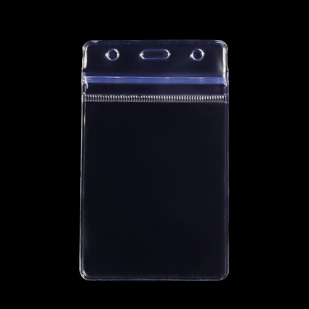 Hot PVC Plastic Transparent Badge Holder Zipper Pocket ID Card