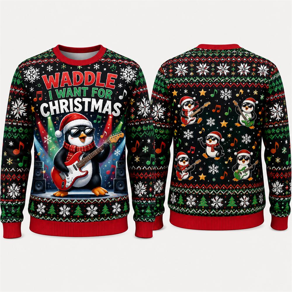 Goaty And Bright Christmas Unisex Sweatshirt Funny Goat 3D Printed Crewneck Long Sleeve Unisex Ugly Xmas Sweater Holiday Party Pullover