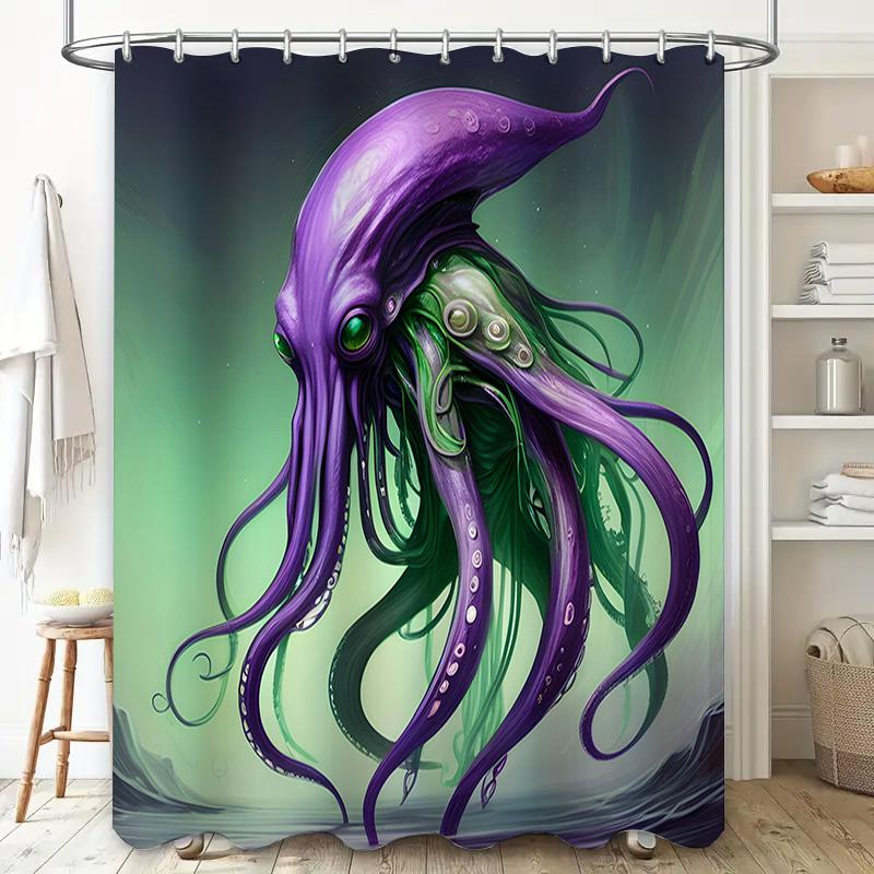 Purple Octopus Shower Curtain Underwater Marine Life Green Purple Extra Large 72x84 Perfect for Bathrooms (590136)