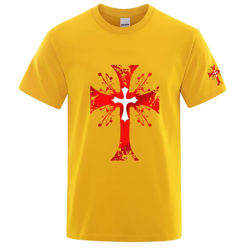 Unisexs 2025 Knights Templar Logo Print Summer Solid Color Shorts Sleeve Business Leisure Absorb Sweat Breathable Tshirt