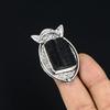 Black Tourmaline Rough Stone Wife Trendy Wedding Ring 925 Sterling Silver US 6.5