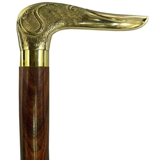 Vintage Hundegriff Gehststock Massives Messing Holzstock Antiker Viktorianischer Stil Sammlergeschenk