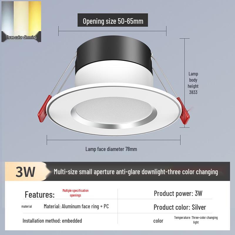 2-Inch Recessed Spotlight: Small Downlight for Ceiling In Living Room, Bullseye Hole Design, Opening Size 55.5cm X 606.5cm