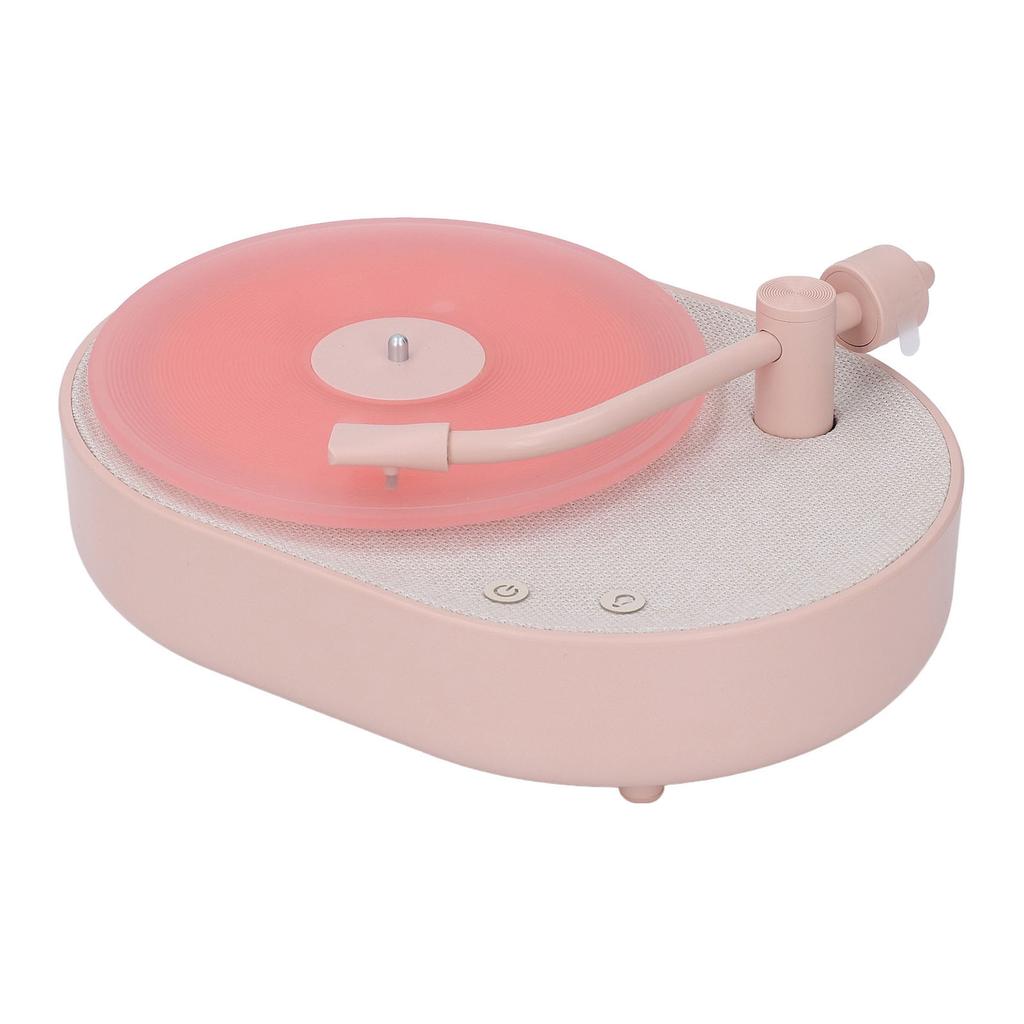Bluetooth Speaker Record Player Shaped Bedroom Sleep Desktop Aromatherapy LED Night Light Pink